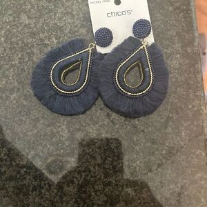 New with tags Chico’s denim hoop earrings